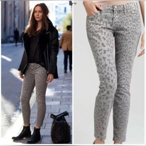 Current/Elliott NWT The Stiletto "Kate Moss  Gray Leopard Print Jeans Size 28